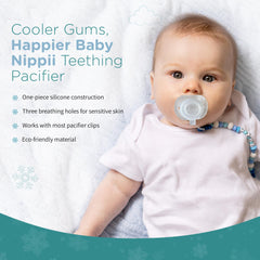 Nippii Freezable Teething Pacifier New Orthodontic Shaped ! (Clear)