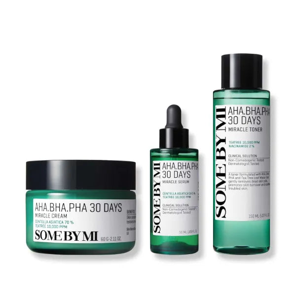 SOME BY MI AHA BHA PHA 30 Days Miracle Toner & Miracle Cream & Miracle Serum