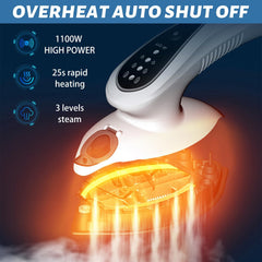 TERRIFI Portable Travel Steamer Iron, Fast Heat Up Handheld Garment Steamer, 3 Modes for Wet and Dry Ironing, 1100W 25s Heat Up Micro Steam Iron, 90° Rotation Anti Drip Clothing Steamer Iron