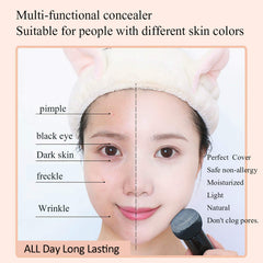 Mushroom Head Air Cushion CC Cream High Coverage Foundation Long Lasting Waterproof Brighten BB Moisturizing Medium Concealer For Oily Skin Hides Face Pores ,with Makeup Sponge