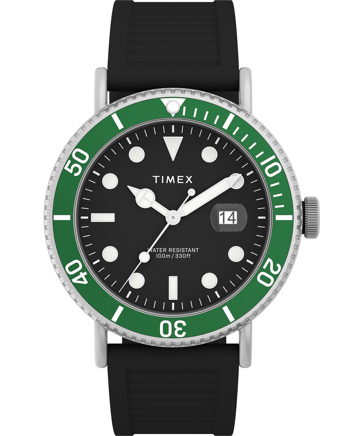 Timex 43 mm Harborside Coast Watch - Black/Black/Silver-Tone/Green