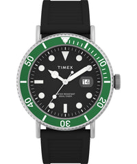Timex 43 mm Harborside Coast Watch - Black/Black/Silver-Tone/Green