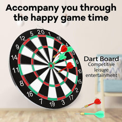 X spring Dart Board Set, 17 Inch Double Sided Usable Dartboard with 6 Metal Tip Darts, Excellent Indoor Game and Outdoor Game, Dart Boards for Adults Teens Family Office Leisure Sport