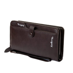 Men Wallet Long Style Card Holder Male Purse Zipper Large Capacity PU Leather Wallet for Men (Bronze)