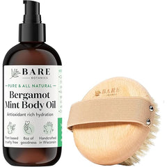Bare Botanics Bergamot Mint Body Oil (Custom Formulated) + Dry Brushing Body Brush