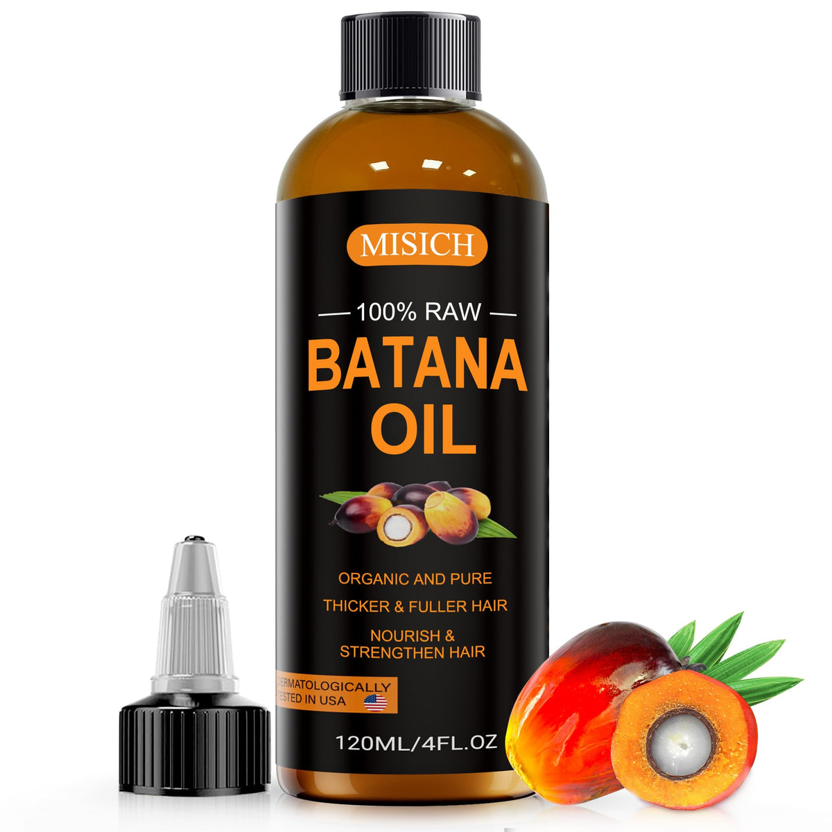 Dr Sebi Raw Batana Oil, 100% Natural Organic Hair Growth Oil for Men & Women, Sourced from Honduras, Pure, Unrefined, Enhances Thickness, Prevent Hair Loss 4 Oz
