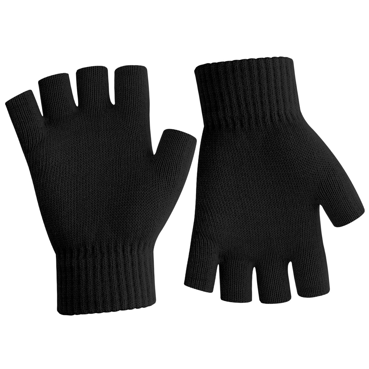Fingerless Gloves for Women Men Winter Fingerless Mittens for Women Men Warm Knitted Gloves Typing Half Finger Gloves - Black