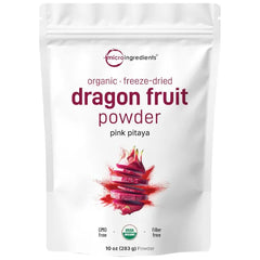 Micro Ingredients Organic Dragon Fruit Powder, 10oz | Natural Fruit Flavor | Freeze-Dried Pink Pitaya Source | No Sugar & Additives | Great for Drinks, Smoothie, & Beverages | Non-GMO & Vegan Friendly