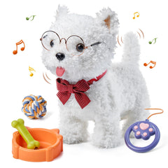 TUMAMA Baby Pet Dog Toys Remote Control & Voice Control Interactive Plush Puppy Toy Walking, Barking, Tongue Licking, Tail Wagging, Walking Dog Toy Gift for 3 4 5 6 7 Years Boys and Girls