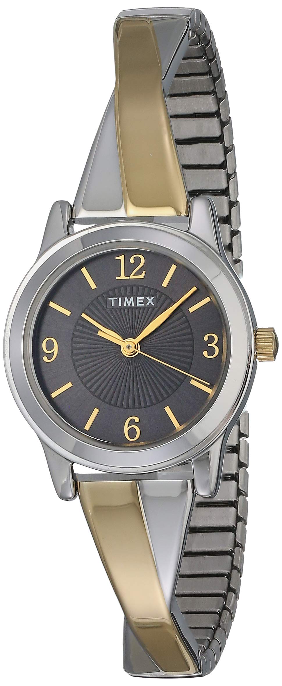Timex Women's Stretch Bangle Crisscross 25mm Watch - Two-Tone/Black