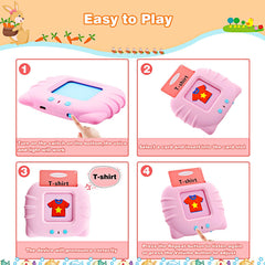 Talking Flash Cards Learning Toys for Toddlers 1-6 Year Old,British English, 224 Words, Audible Educational Toys, Preschool Learning Resource Electronic Interactive Toy Birthday Gifts for Kids-Pink