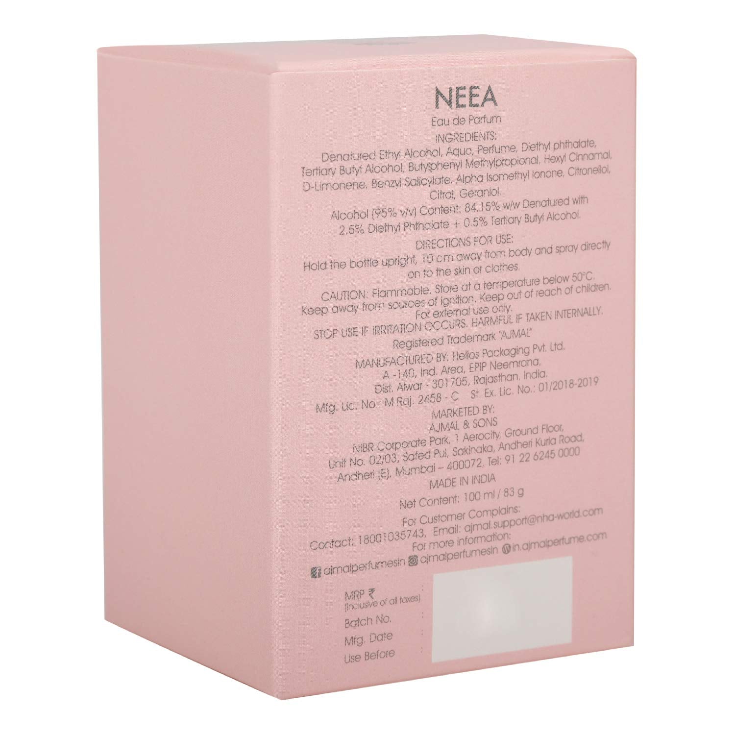 Ajmal Neea EDP Combo Pack of 2 each 100ml (Total 200ML) for Women + 4 Parfum Testers