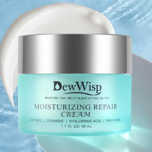 DewWisp Face Moisturizer, Repairing Cream with Retinol, Ceramides, Hyaluronic Acid & Panthenol, Deep Hydration, Fast Absorbing, Day & Night Use, 1.7 fl oz