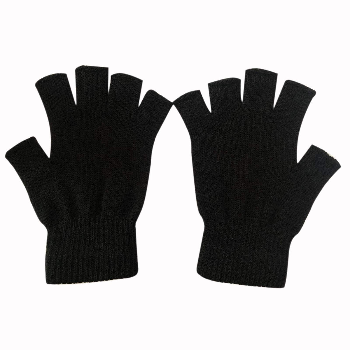 monochef 2 Pair Half Finger Gloves Winter Knit Touchscreen Warm Stretchy Mittens Fingerless Gloves in Common Size for Men and Women,black