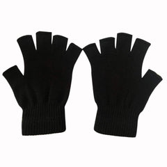 monochef 2 Pair Half Finger Gloves Winter Knit Touchscreen Warm Stretchy Mittens Fingerless Gloves in Common Size for Men and Women,black