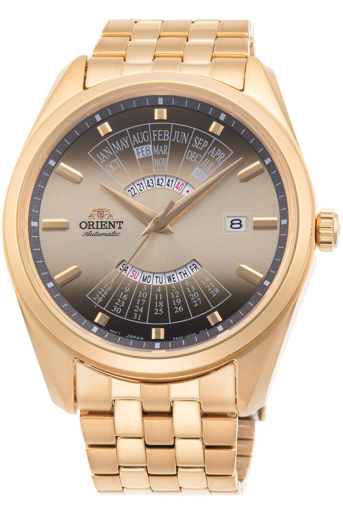 Orient RA-BA0001G10B Multi-Year Calendar Analog Automatic Watch for Men, 43 mm Case Size, Gold