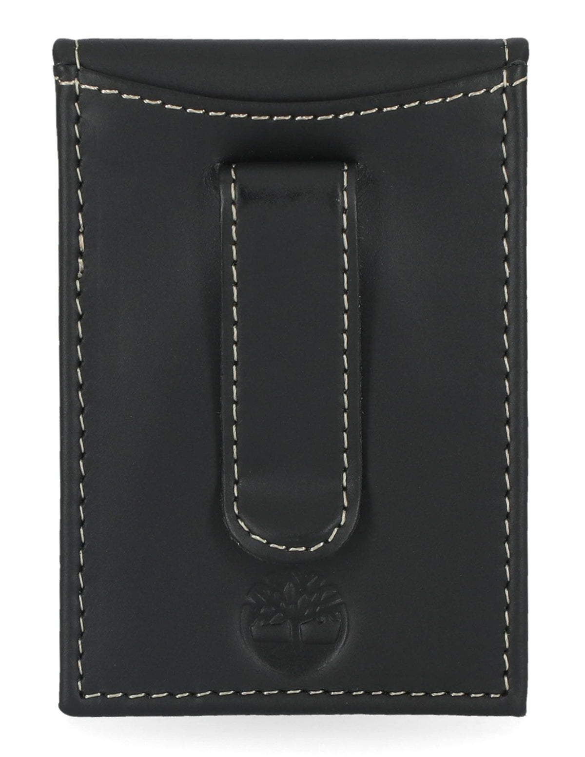 Timberland Men's Brown Genuine Leather Slim Minimalist Front Pocket Money Clip Wallet with ID Window - Black