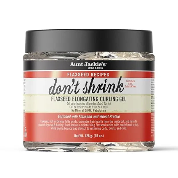 Aunt Jackie's 15oz Ice Curls and Don't Shrink Flaxseed Curling Gels Bundle for Natural Hair Waves, Curls and Coils