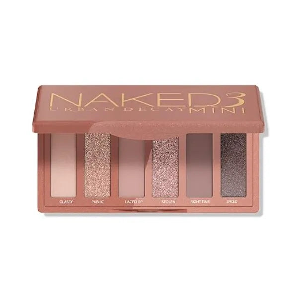 URBAN DECAY Naked 3 Mini Eyeshadow Palette 6 Soft Pink Shadows, Multi Use Matte & Shimmer Finishes, Ultra Blendable Everyday Rosy Neutrals, Long lasting Up to 12HR Wear, Travel Makeup with Mirror