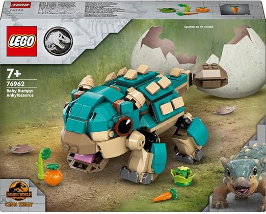 LEGO Jurassic World Baby Bumpy: Ankylosaurus Dinosaur Toy for Camp Cretaceous Fans and 7 Plus Year Old Kids, Creative Adventure Set for Independent Play, Gift for Boys and Girls 76962