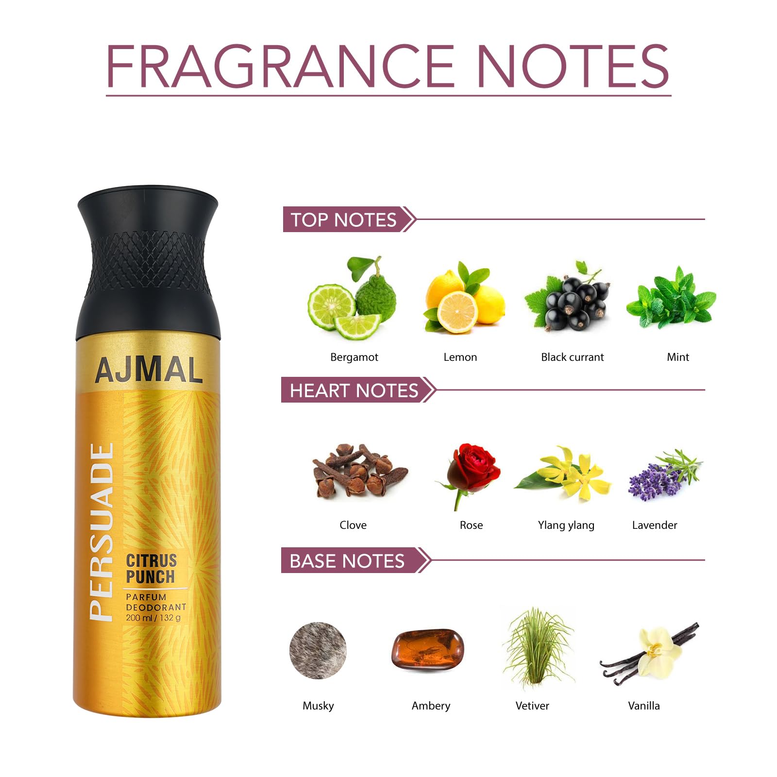 Ajmal 1 Sacred Love for Women, 1 Nightingale, 1 Magnetize and 1 Persuade for Men & Women Deodorants each 200ML Combo pack of 4 (Total 800ML) + 4 Parfum Testers