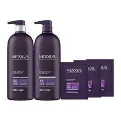 Nexxus Keraphix Shampoo and Conditioner Damaged Hair Treatment System with Keratin Protein and Black Rice, 2 Count & 3 Repair Masks Treatment, 33.8 oz, 1.5 oz, 3 Count, 5 Count ( Pack of 1)