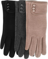 Azonee Women Winter Gloves 3 Pairs Women Winter Gloves Warm Touchscreen Gloves Windproof Gloves for Women Girls Winter Using Black Gray Khaki, M
