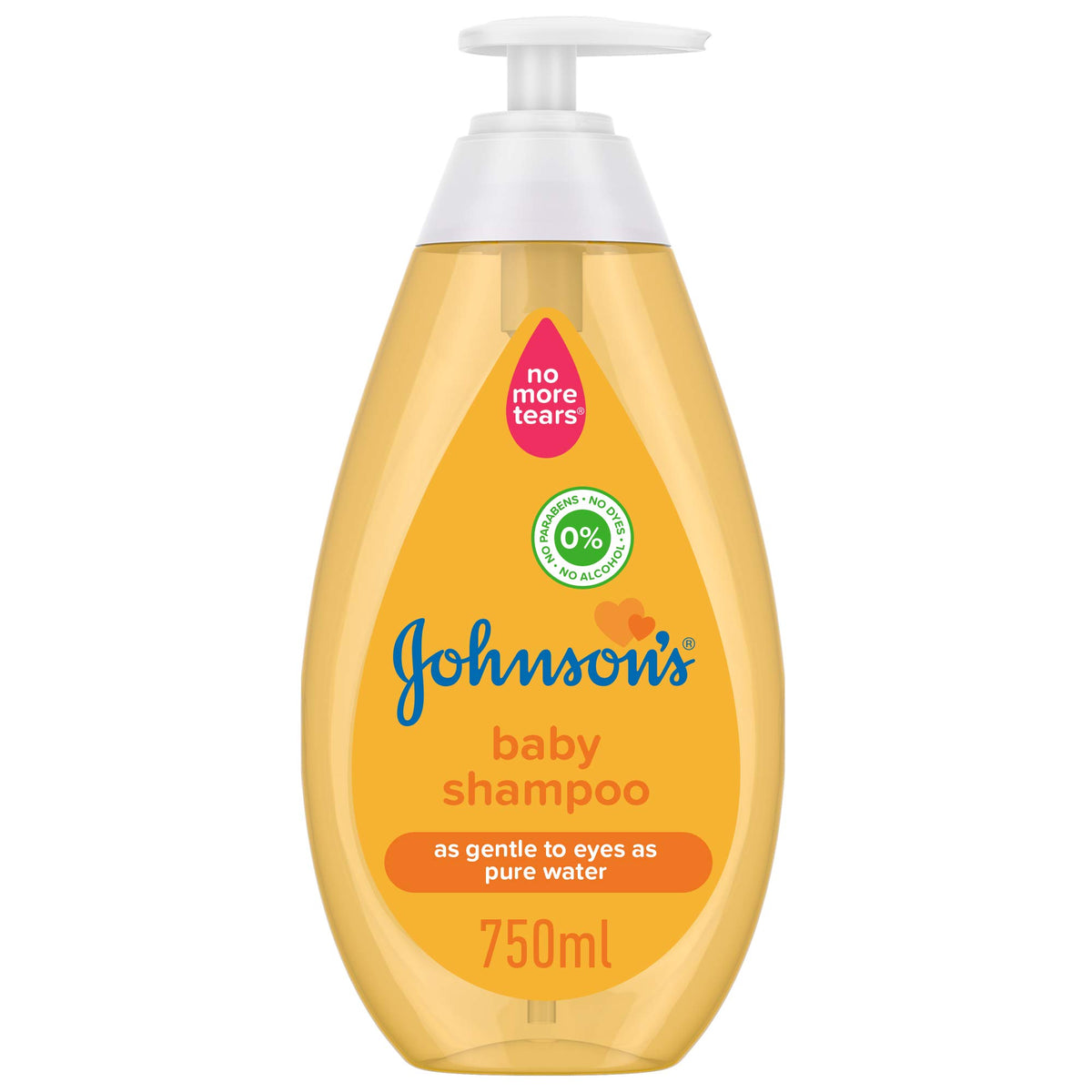Johnson's Baby Shampoo, Made with NO MORE TEARS formula that is gentle to the eyes as pure water. Free from Dyes, Parabens, Phthalates, Sulphates, and Alcohol, 750ml