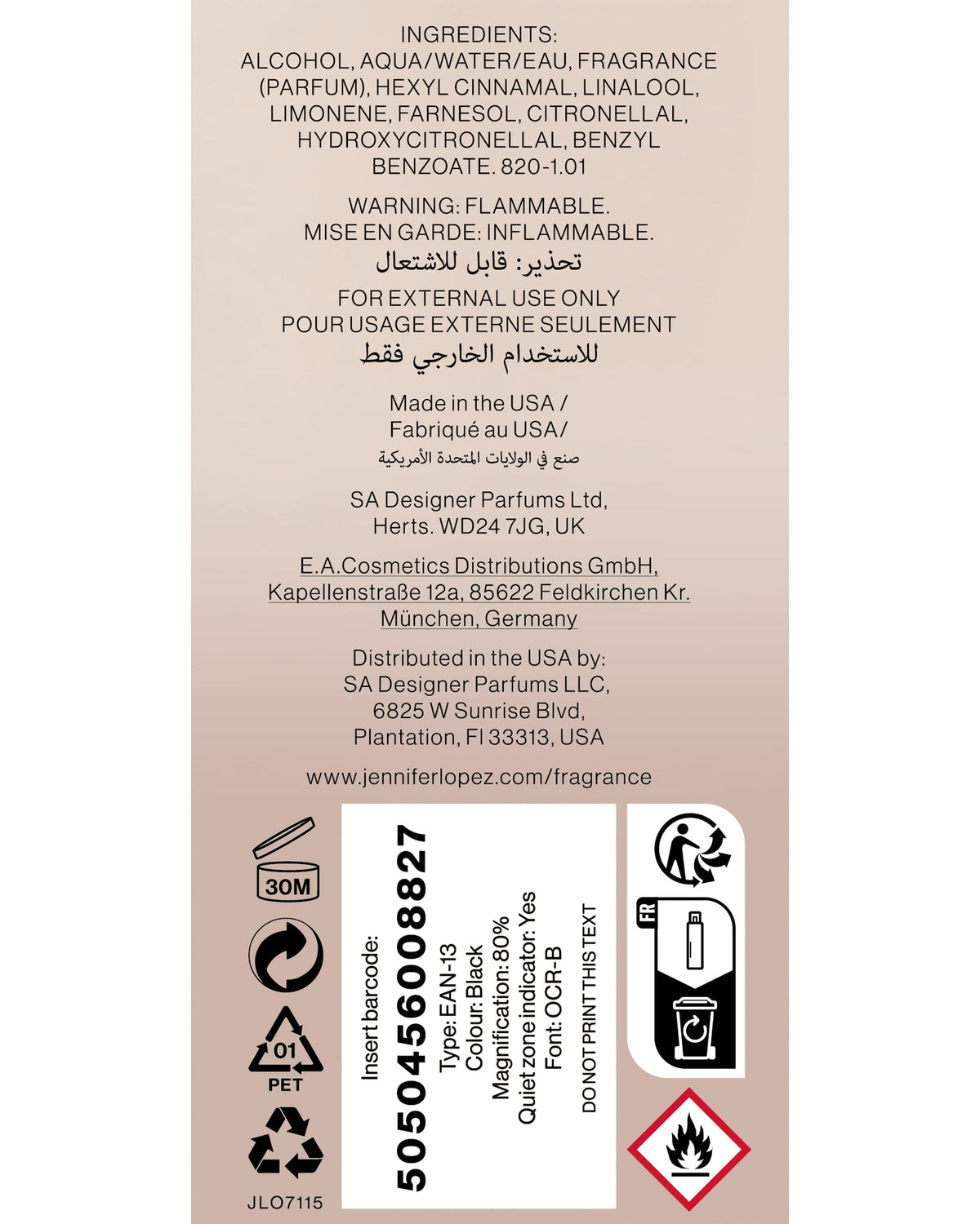 JENNIFER LOPEZ Still Body Mist For Women, 240 ml
