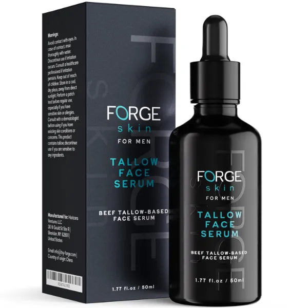 FORGE SKIN Night Beef Tallow Serum for Men [TALLOW-BASED] - Facial Essence for Face Wrinkles with Essential Oils - Natural Green Tea Skincare for Radiance and Skin Hydration (1.77 OZ)