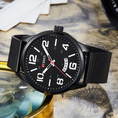 Curren 8236 Metal Strap Round Analog With Date Display Black, White Watch for Men