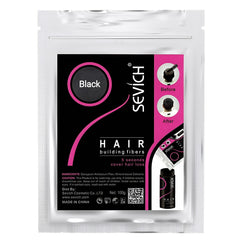 Black Hair Fibers 100g Refill - Instantly Conceals Hair Loss - 100% Natural Cotton Microfiber Powder