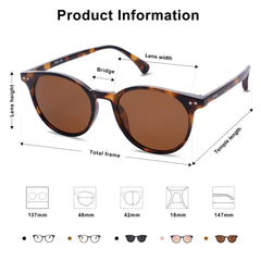 SOJOS Small Round Classic Polarized Sunglasses for Women Men Vintage Style UV400 Lens MAY SJ2113