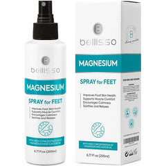 BELLISSO Magnesium Spray for Feet - With Castor Oil- Topical Foot Application for Women, Men, Kids and Adults - Extra Strength with Magnesium Chloride for Leg Spasms, Muscle Cramps and Restless Legs
