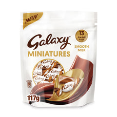 Galaxy Chocolate Miniatures Smooth Milk, Miniature Bars, Share Moments of Pleasure with a Smooth and Silky Galaxy Chocolate, 13 Pieces - 117g