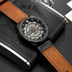 CURREN Analog Leather Casual Watch for Men - 8301 - Brown
