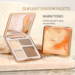 TERRIFI 4 Colours Contour Palette with Brush, Pressed Fine Powder Contouring Palette, Blendable, Buildable Makeup, Long Lasting Lightweight Makeup Kit (Light Shadow)