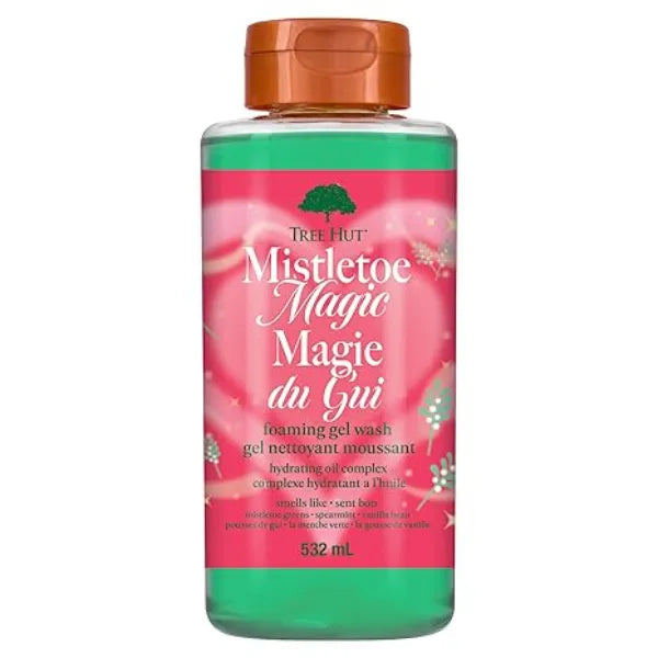 Tree Hut Mistletoe Magic Foaming Gel Wash, Moisturizing & Hydrating Body Wash with Shea Butter, Cleanses Skin Leaving It Soft & Fresh, 18 fl oz