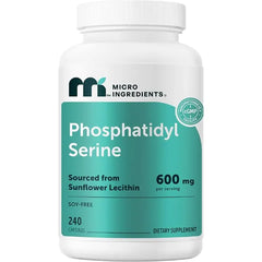Micro Ingredients Phosphatidylserine 600 mg Per Serving, 240 Capsules | Soy Free Phosphatidylserine Supplement with Choline, Lion’s Mane, Ginkgo & Omega-3 | Non-GMO, Gluten Free
