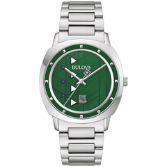 Bulova Men Frank Lloyd Wright Hollyhock House Stainless Steel 3-Hand Quartz, Brown Leather Strap and Green Dial Style: 96A286 - Multicolor