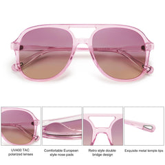 SOJOS Retro Vintage Polarized Sunglasses Double Bridge Brow Bar Square Aviators SJ2174