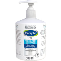 CETAPHIL Pro ItchControl Clean Extra Mild Hand Cleaner, 500 ml, for Dry, Irritated Skin, Removes 99 Percent of Bacteria and Dirt Particularly Gentle and Effective, Vegan, Soap Free