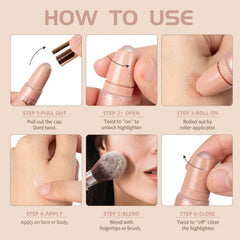 MAKINGTEC Liquid Highlighter, Highlighter Makeup, Roll on Liquid Highlighter for Face,Natural Lightweight Dewy Glow Glotion Makeup,Long-lasting Shimmer Glow Skin Illuminator Makeup for Face & Body