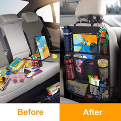 TABORA Car Backseat Organizer for Kick Mat, Kick Mats Back Seat Protector with Touch Screen Tablet Holder, Car Back Seat Organizer for Kids, Kick Mat with 9 Storage Pockets 2 Pack