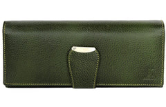 K London Stylish Green Long Women Purse Wallet Clutch with Loop Closure & 2 zipped Pockets-AZ01_LEATHER_GREEN