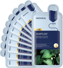 Mediheal Dermaplus Heartleaf Mask I 10 Sheets | For Moisture & Soothing Balance | Revitalize Dry & Fatigue Skin