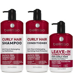 BELLISSO Curly Hair Shampoo and Conditioner Set and Leave-in Conditioner for Curly Hair
