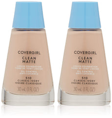 CoverGirl Clean Oil Control Liquid Makeup, Classic Ivory (W) 510, 1.0-Ounce Bottles (Pack of 2)