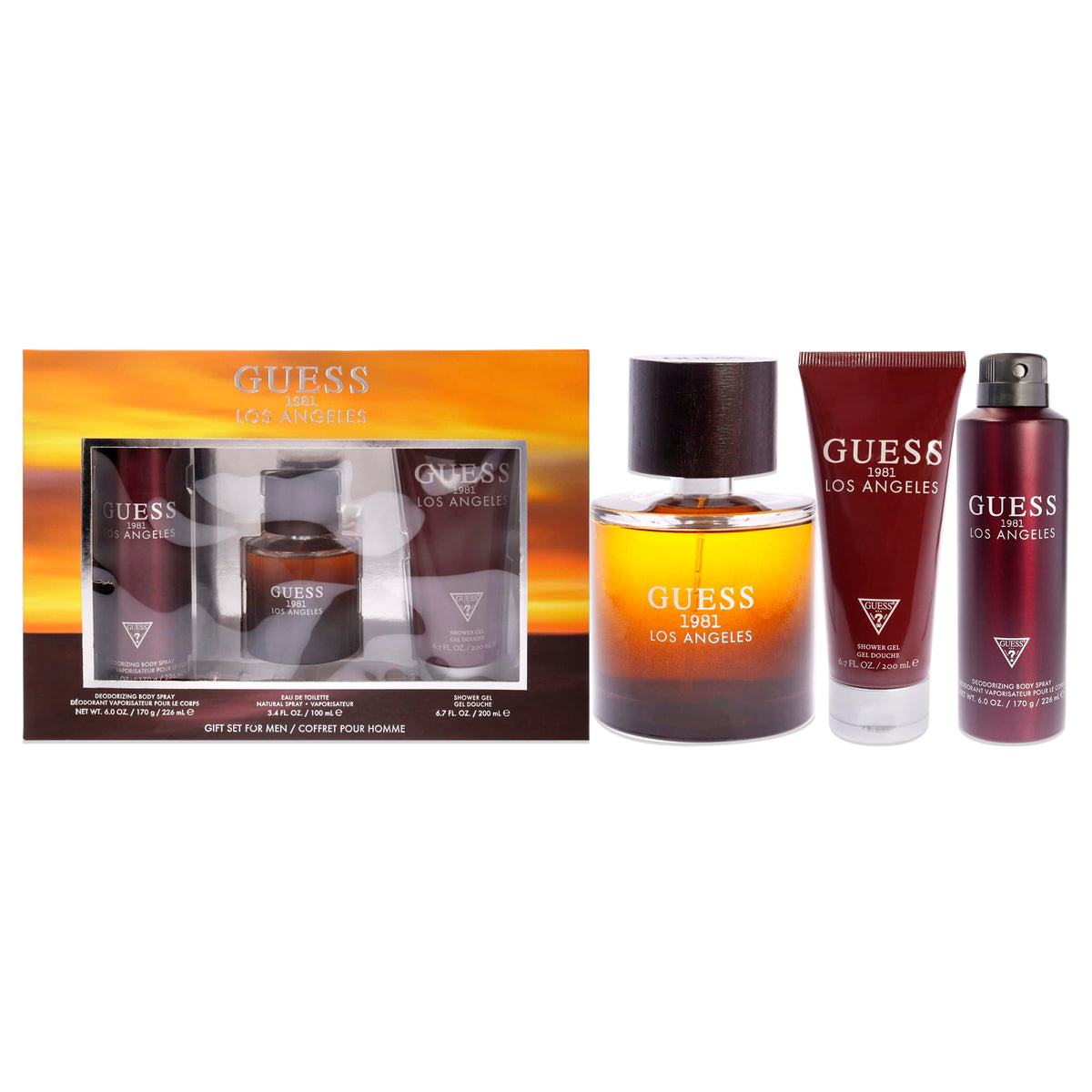 Guess 1981 Los Angeles, Eau de Toilette for Men100ml, + 200ml Shower Gel, +226ml Body Spray Set (2020)