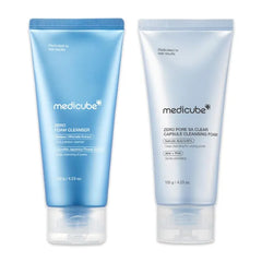 medicube Zero Pore Cleanser Duo, Zero Foam Cleanser (120g) and Zero Pore Clear Blue Casule Facial Deep Cleanser (120g)
